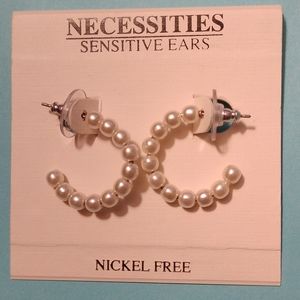 Necessities sensitive white 🤍 pearls earrings.